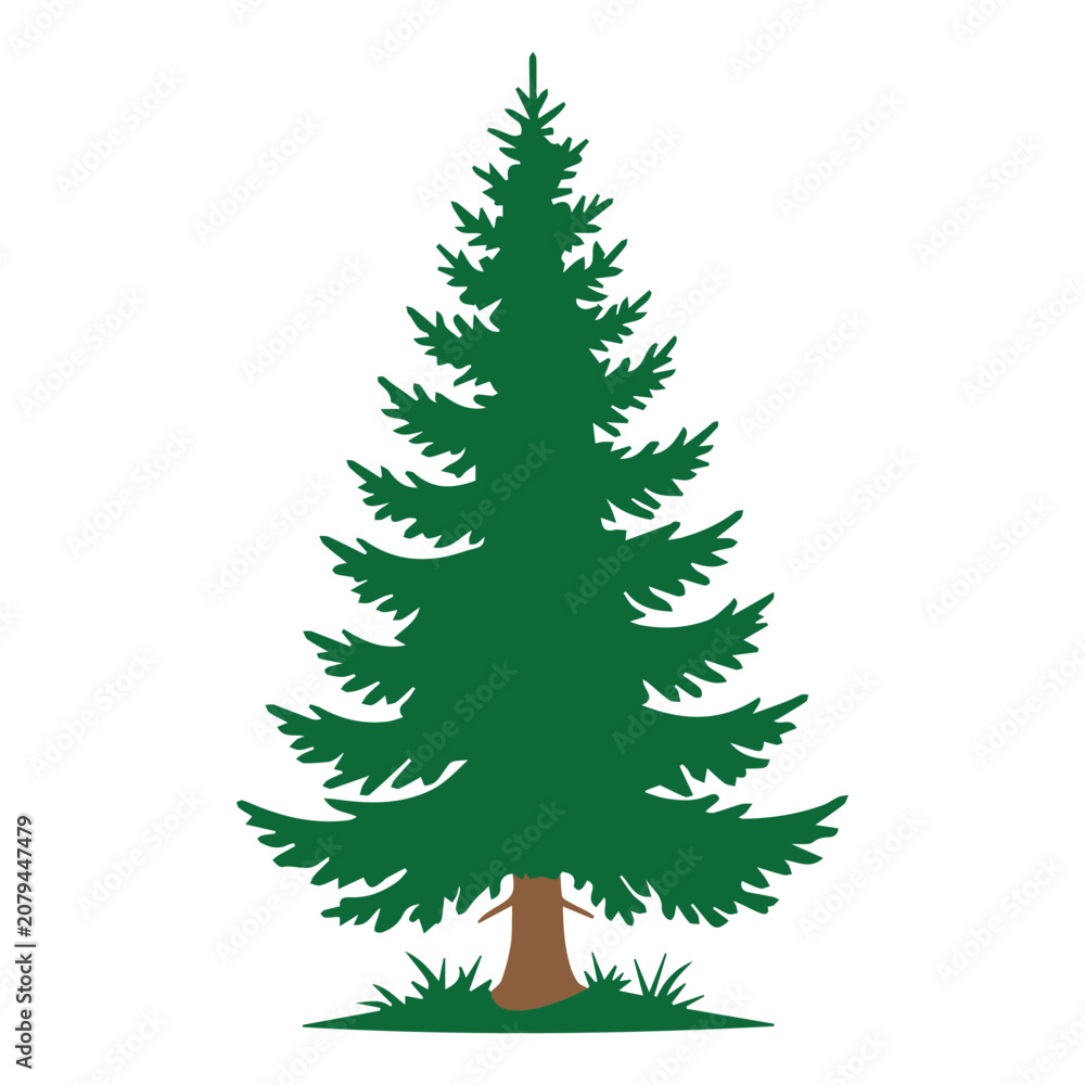 Obraz premium Pine Tree Silhouette Icon, Evergreen Forest Tree Vector Illustration for Nature Design