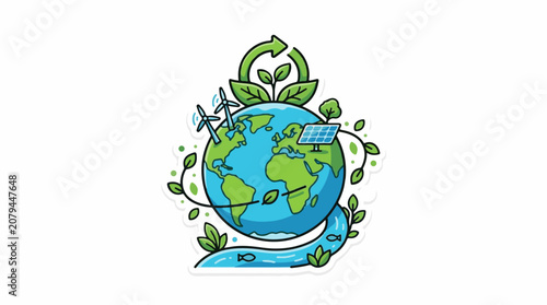Earth with renewable energy sources and green growth
