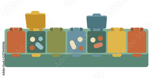 Tableau sur toile Weekly Pill Organizer Vector Illustration