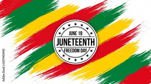 Foto Juneteenth freedom day celebration with red yellow green brush strokes