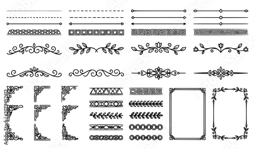 Quadro su tela Divider line and page border vector set with elegant chapter separator design el