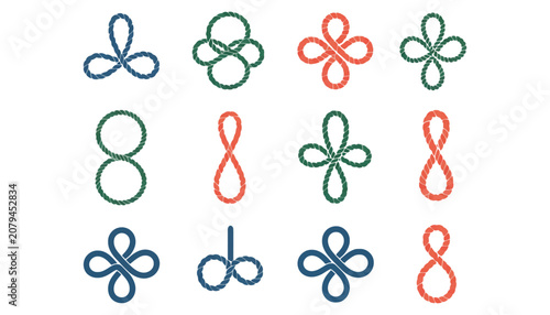 Abstract infinity symbol pattern set with knotted line geometry