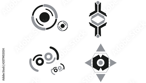 Abstract geometric shapes collection modern minimalist vector symbols
