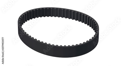 Black Toothed Drive Belt Isolated on White Background