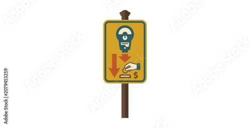 Quadro su tela Retro Parking Meter Sign Vector Illustration