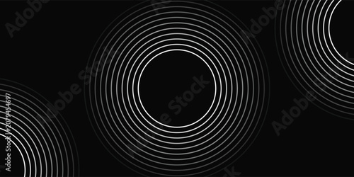 Create a bold look with a centric circle background featuring vector graphics of sound waves.