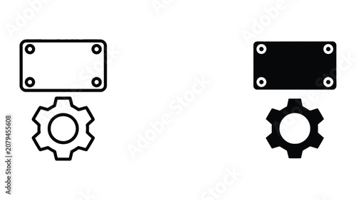 Tableau sur toile Gear and sprocket vector illustration set with flat design