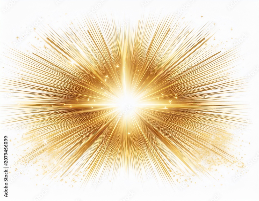 Fototapeta premium gold star light sparkle isolated on white background glowing sun light effect golden star burst