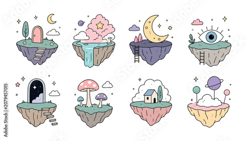 Εκτύπωση καμβά Fantasy floating islands with surreal landscapes.