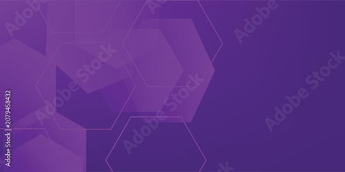 Modern banner purple background with hexagon lines. Vector illustration