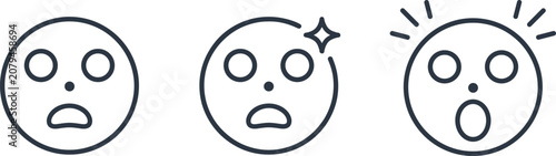 Fotografija Surprised and Shocked Emoji Face Icon Set with Wow, Sparkle, and Astonished Expr
