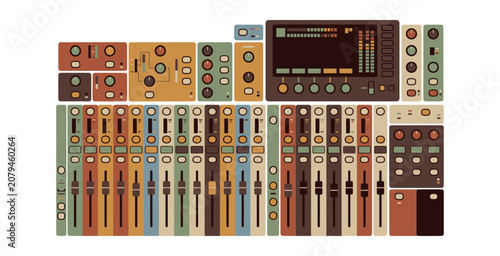 Retro Audio Mixing Console Vector Illustration