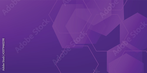 Modern banner purple background with hexagon lines. Vector illustration