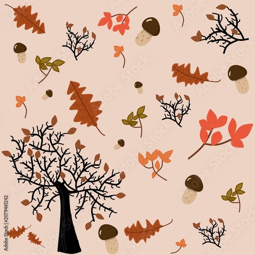 autumn trees seamless pattern
