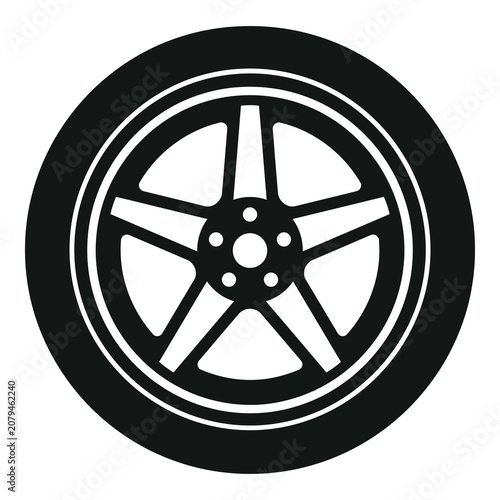 Tableau sur toile Tire with alloy wheel rim isolated on white background icon