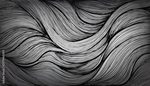 black and white hand drawn wavy line pattern