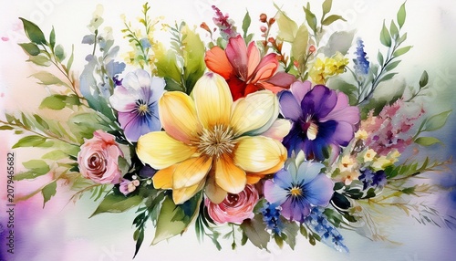 watercolor flowers wedding bouquet generative ai