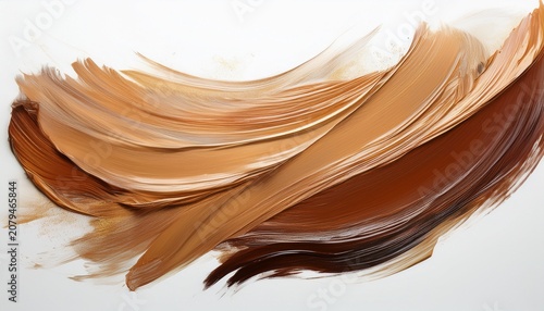 wide brown paint brush stroke on white background