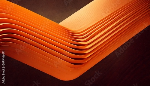 3d orange zigzag tubular abstract shape with vintage film grain and dust texture