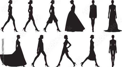 Silhouettes female models set
