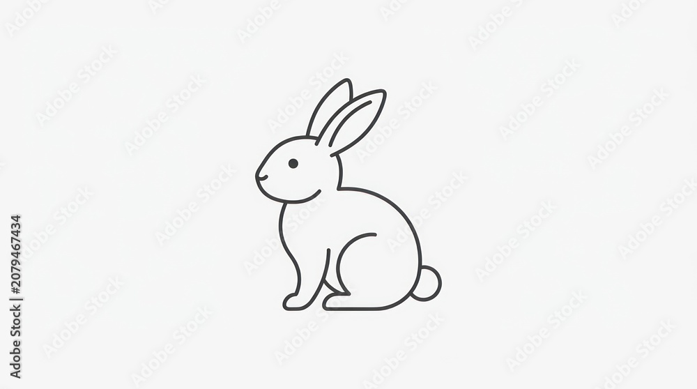 Fototapeta premium Simple line art rabbit logo design for creative branding agency isolated on white surface.
