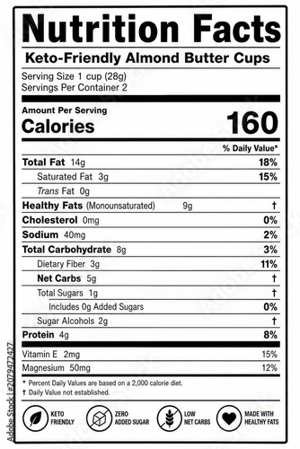 nutrition facts label image design for keto-friendly nutriti