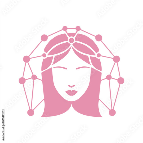 Abstract Woman Technology Logo – AI Network Vector Design
