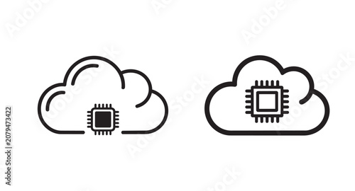 Cloud computing icons with computer processor chips Vector