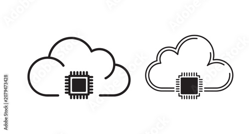 Cloud computing icons with computer processor chips Vector