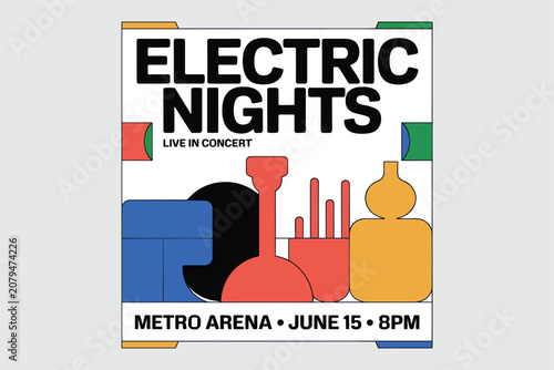 Electric Nights Live Concert Event Poster Design