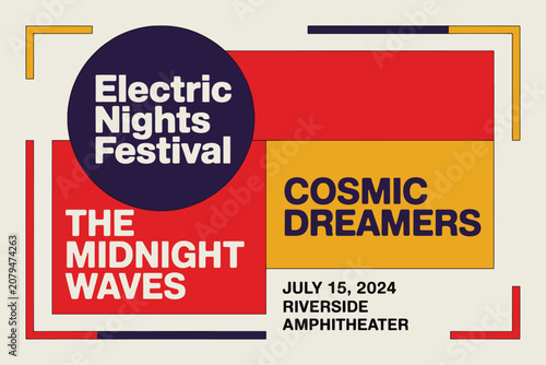 Electric Nights Festival Music Event Poster Template