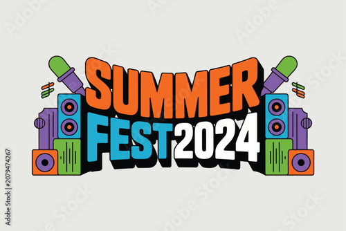 Summer Fest 2024 Event Logo Vector Illustration