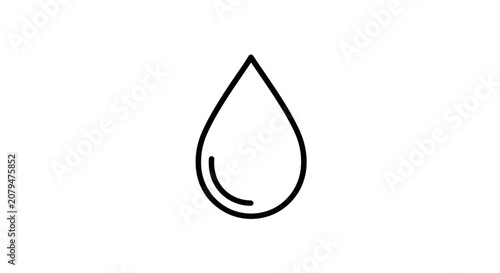 Minimalistic water drop icon with small highlight arc.