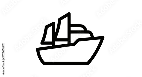 Modern motor yacht icon for luxury travel and leisure.
