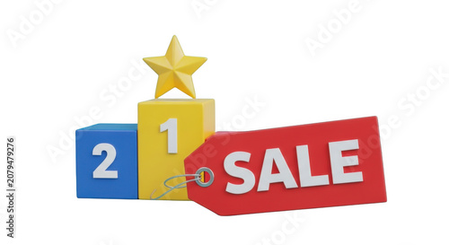 Winning sale promotions podium star award red tag special offer event