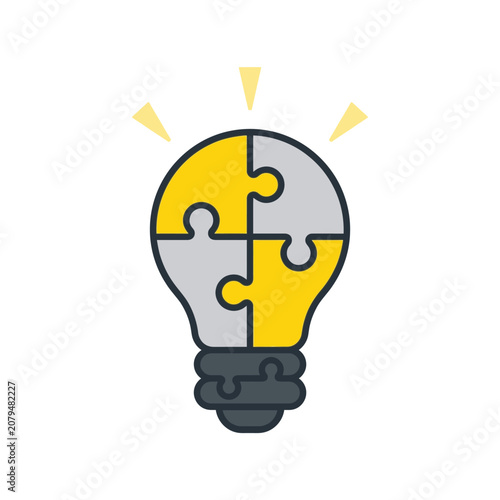 Creative light bulb puzzle icon representing innovative solutions