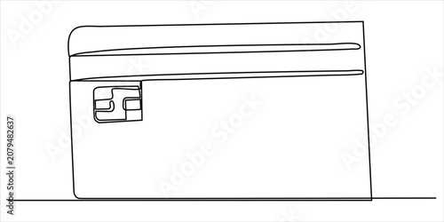 Slika na platnu One Continuous Line Drawing of Bank Card with Chip Minimalist Single Line Art Pa