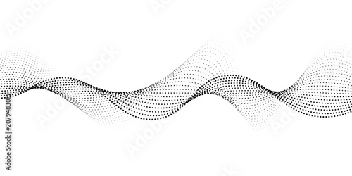 Tableau sur toile Abstract blue dot waves pattern modern digital