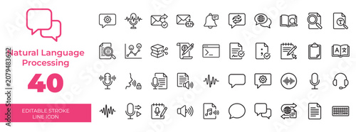 Cuadro en lienzo Natural language processing icons collection for AI and communication tech