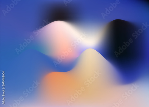 Abstract Soft Fluid Blur Gradient Background with Blue Beige and White Wave Shapes