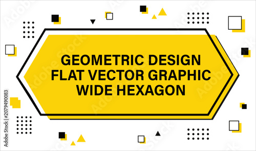Geometric Design Flat Vector Graphic Wide Hexagon with Abstract Shapes