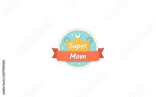 Super Mom Badge Illustration