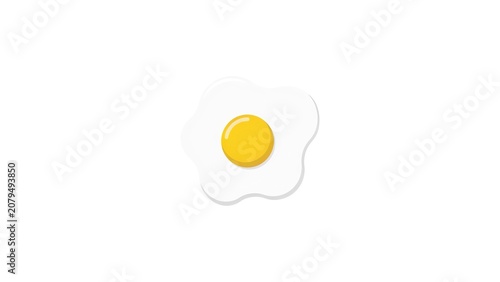 Minimalist flat vector graphic of a single sunny side up egg isolated on white background