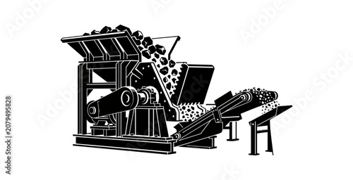 Cuadro en lienzo Industrial Rock Crusher Vector Illustration