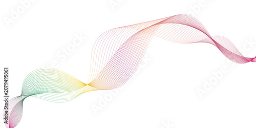 Abstract colorful Wave Lines Flowing Over White Background, Modern Minimal Curve Design for Technology and Communication.