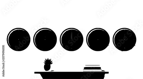Ship Icon with Flowing Waves, Cargo Circles, and Stack of Books for Navigation Concept Vector Illustration