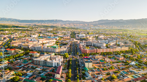 Photos Aerial Morning View of Bagua City in Tekes County, Ili, Xinjiang, China