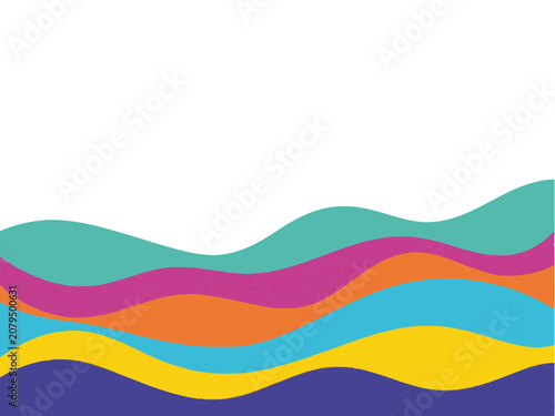 Abstract background with colorful wavy lines and a white copy space area.
