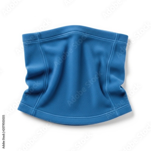 Bright blue fleece neck gaiter seamless tube scarf isolated on white background