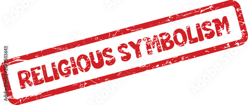 Schilderij op canvas A distinct red grunge stamp indicating religious symbolism on a pristine white s